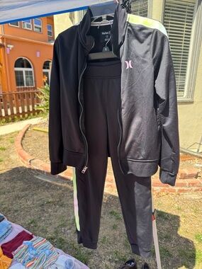 Hurley Black Track Jacket and Joggers with Pastel Stripe